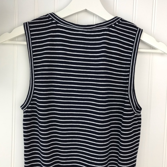 JACOB Sleeveless Cotton Knit TOP, Navy Stripes - Picture 7 of 8